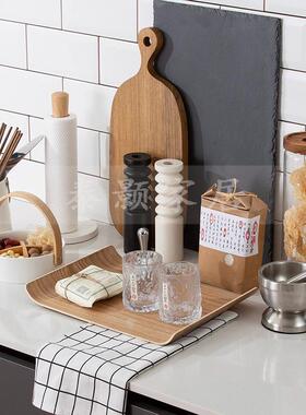 北欧厨房样板间摆件软装饰品组合套装展厅摆设托盘厨具食材罐餐巾