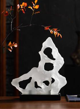 新中式半透明磨砂异型创意摆件展厅中古书房茶室茶桌装饰品摆设