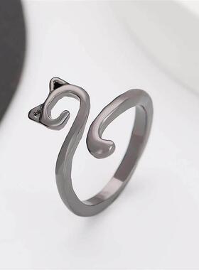 Opening Adjustable Fashion Animal Cat Ring Jewelry欧美猫戒指
