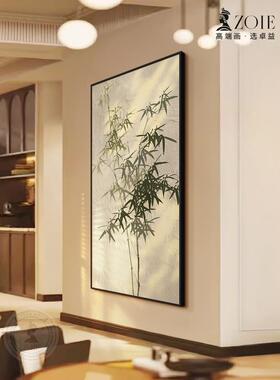 墨竹中古风入户玄关装饰绿色过茶走廊道尽头挂画新画中式室CZD-24