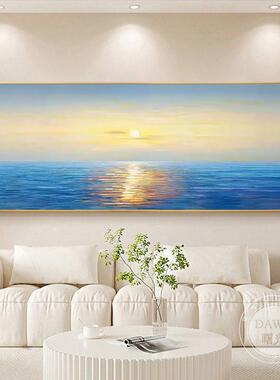 卧室床头大海挂画客厅水画海浪装饰画背景墙沙发壁画流水生财装饰