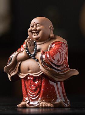 中礼式大肚弥佛陶瓷笑佛摆件居客厅玄关ZJH22012禅意佛像勒装饰家