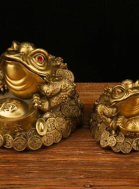 黄铜金143蟾蟾摆件三宝足金蟾金蟾元蜍家居摆件
