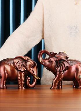 铜欣祥黄铜大象摆饰一对大号新中式家居桌面装饰品客厅办公室礼品