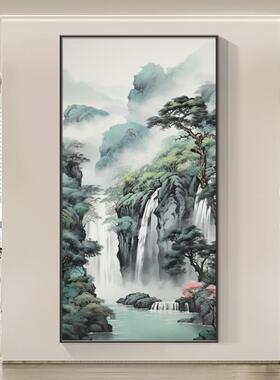 泰山日出玄关画山水风景客厅走廊过道挂画竖版日照金山壁画靠山图
