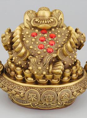 铜金蝉摆件聚宝盆金蟾蜍客厅财位大号店铺开业黄铜三脚金蟾工艺品