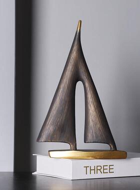 一帆风顺帆船摆件现代欧式创意家居客厅酒柜装饰品办公室书柜摆设