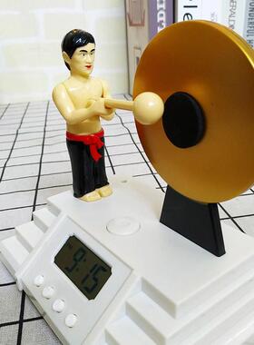 外贸简约时钟静音数字儿童闹钟更夫敲锣打鼓大音量床头闹钟跨境