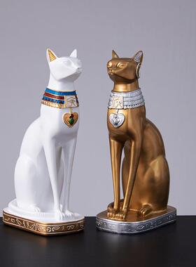 家居客厅电视柜酒柜装饰品桌面摆设守护古埃及猫神新房招财猫摆件