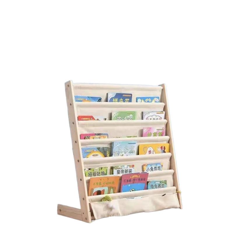 Children's bookshelf desktop storage rack removable and washable kindergarten bookshelf simple storage rack baby solid wood fabric picture book rack
