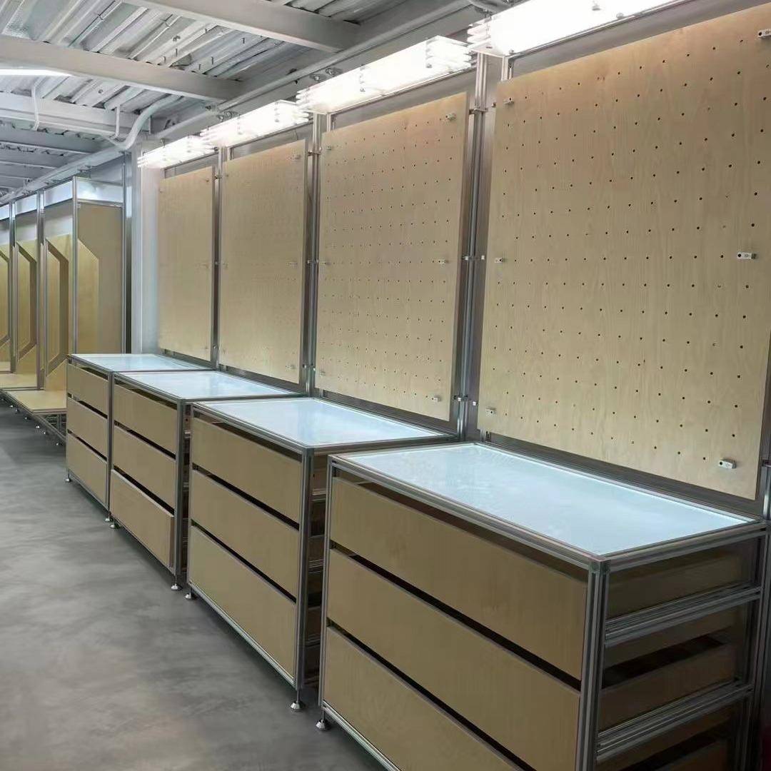 Aluminum profile storage rack assembled wardrobe coffee milk tea shop furniture diy overhead hole board display shelf