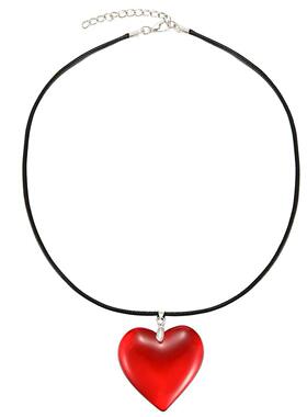 Red glass heart pendant necklaces women 红色玻璃心形吊坠项链