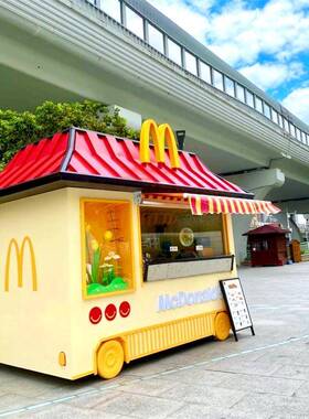 户外可移动主题餐厅 美式汉堡奶茶餐饮店 中式仿古电动美食售卖亭