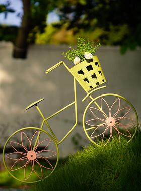 创意单车花篮外居花摆件家庭院花园草HA565448坪户单车花插花厂家