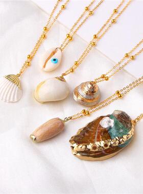 Boho Conch Shell Necklace Sea Beach Shell Chain Pendant Neck