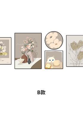 正品奶墙油风客厅装饰画代简约沙发背壁挂画组合原木治景愈现系高
