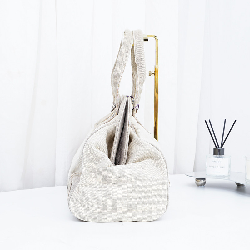 【98新】普拉达/PRADA女包米白色帆布蛙口手提包,淘宝优惠券,粉丝福利购,淘宝优惠卷