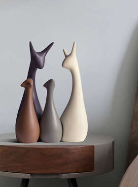 家居客厅陶瓷电视柜创意简约现代轻奢酒柜装饰品摆件北欧鹿工雁冰