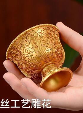 供水杯用品杯铜摆件高脚八吉祥圣水杯七供八用品前供水碗