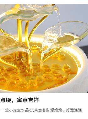 现代入户玄关摆件轻奢创意流水摆件循环水装饰品高级客厅乔迁礼物