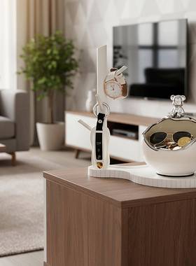 入户玄关收纳钥匙置物架摆件盒子客厅轻奢进门鞋电视柜桌面装饰品