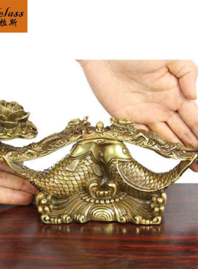 班德拉斯铜如意鲤鱼多子多彩摆件家居办公送礼商务装饰工艺品摆件