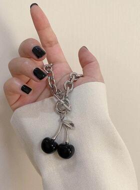 Black cherry Choker dark girl collarbone necklace Harajuku r