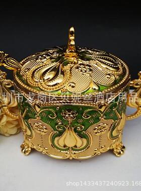 创意金属镀金镀银调味罐锌合金桌面摆台糖盅酒店家居调味罐配勺