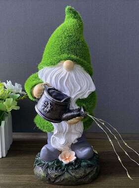亚马逊太阳能植绒花园侏儒树脂雕像户外庭院草坪地精摆件庭院装饰