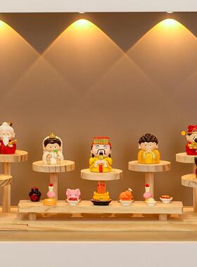 国潮五路财神爷家居玄关电视柜摆件办公室装饰品摆台展示架小神仙