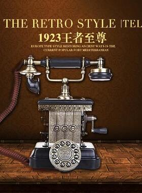 派拉蒙电话机旋转拨号座机摆件金属商务复古办公桌模型摄影道具