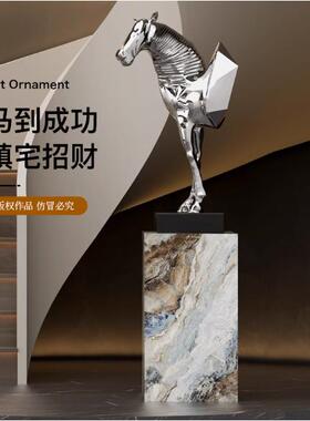 艺贝子马头摆件酒店大堂大型落地雕塑售楼处大厅创意装饰品工艺品