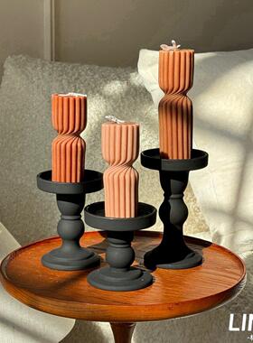 香薰蜡烛小众高级卧室淡香烛台家用持久香氛家居装饰摆件拍照道具