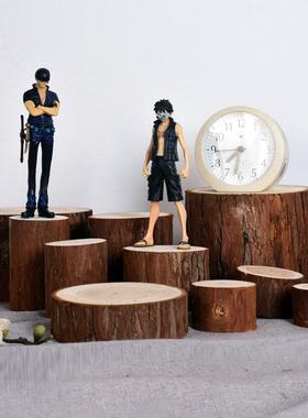 原木头小木桩底座杉木段摆件背景墙装饰材料树段木墩拍照DIY道具