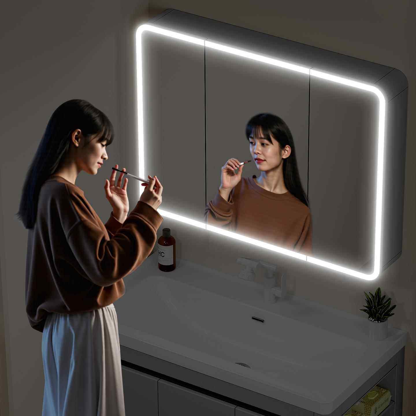 带侧边收纳加深陶瓷一体洗手盆蜂窝铝圆弧海洋盆浴室柜组合洗手池,淘宝优惠券,粉丝福利购,淘宝优惠卷