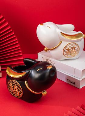 北欧礼品家居饰品可爱兔钥匙收纳摆件客厅酒柜玄关门口鞋柜上装饰