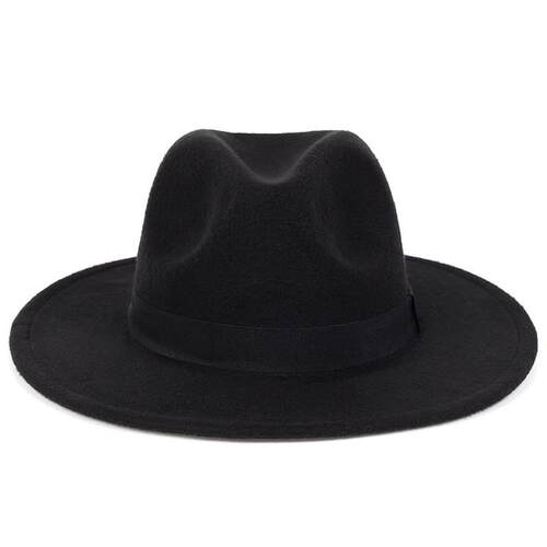 Vintage Fedora Men Gentleman Wool Wide Brim Top Hat spring A - 图3