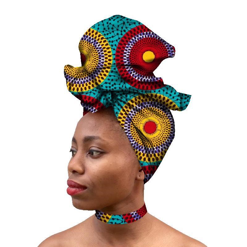 非洲安卡拉面料项圈+头巾套装异国色彩项圈头饰African turban-图3