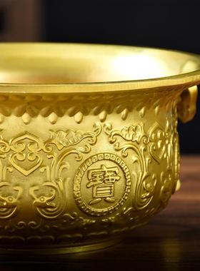 纯黄铜聚宝盆招聚摆件家居香炉工艺品装饰品存钱罐店铺公司开业礼