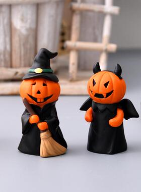 跨境万圣节南瓜节日派对新品家居桌面装饰品幽灵女巫公仔树脂摆件