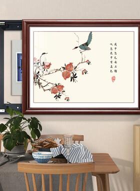 新中式实木电表箱装饰画免打孔电闸遮挡盒中式壁画餐厅配电箱挂画