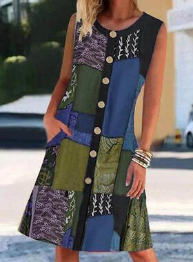 Contrast Pocket Dress Beach Dress Party Dresses for Women