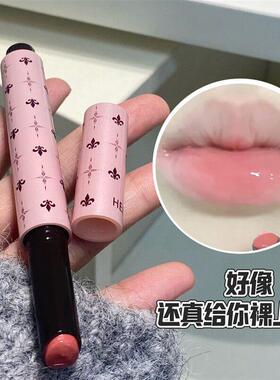 清冷感灰粉紫细闪唇冻固体唇蜜04#狡兔色镜面水光成膜不掉色口红