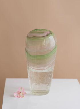琉璃花瓶摆件客厅插花轻奢高级感玻璃透明网红创意鲜花无为时间馆