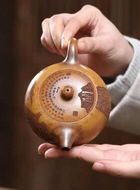 宜兴正宗原矿龙骨金砂关山月卡盖半月壶家用档泡茶壶茶具