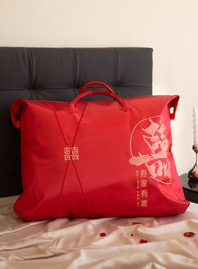 大豆子母被喜被陪嫁四季款春秋被芯保暖加厚冬被玫瑰刺绣婚嫁被芯
