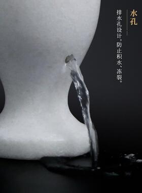 天然汉白玉花瓶 墓地前摆件石雕花瓶下葬祭祀扫墓殡葬用品免邮