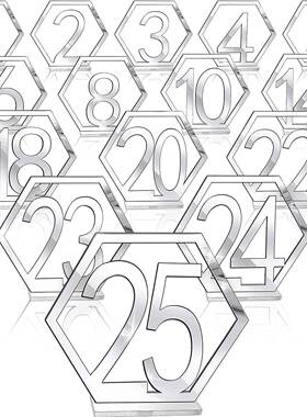 亚克力镜面金色色银六边AL671374形镂空数馆字餐桌啡席位牌酒吧咖