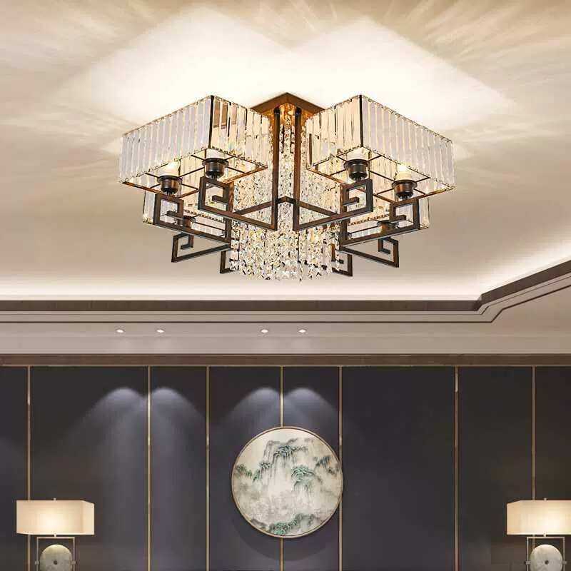 现代中式餐厅简约创意水晶别墅大厅大气吸顶灯灯具客厅新卧室奢轻,淘宝优惠券,粉丝福利购,淘宝优惠卷