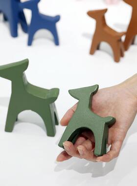 莫兰迪色软装动物摆件 创意玄关小鹿装饰品 北欧风格餐厅布置道具